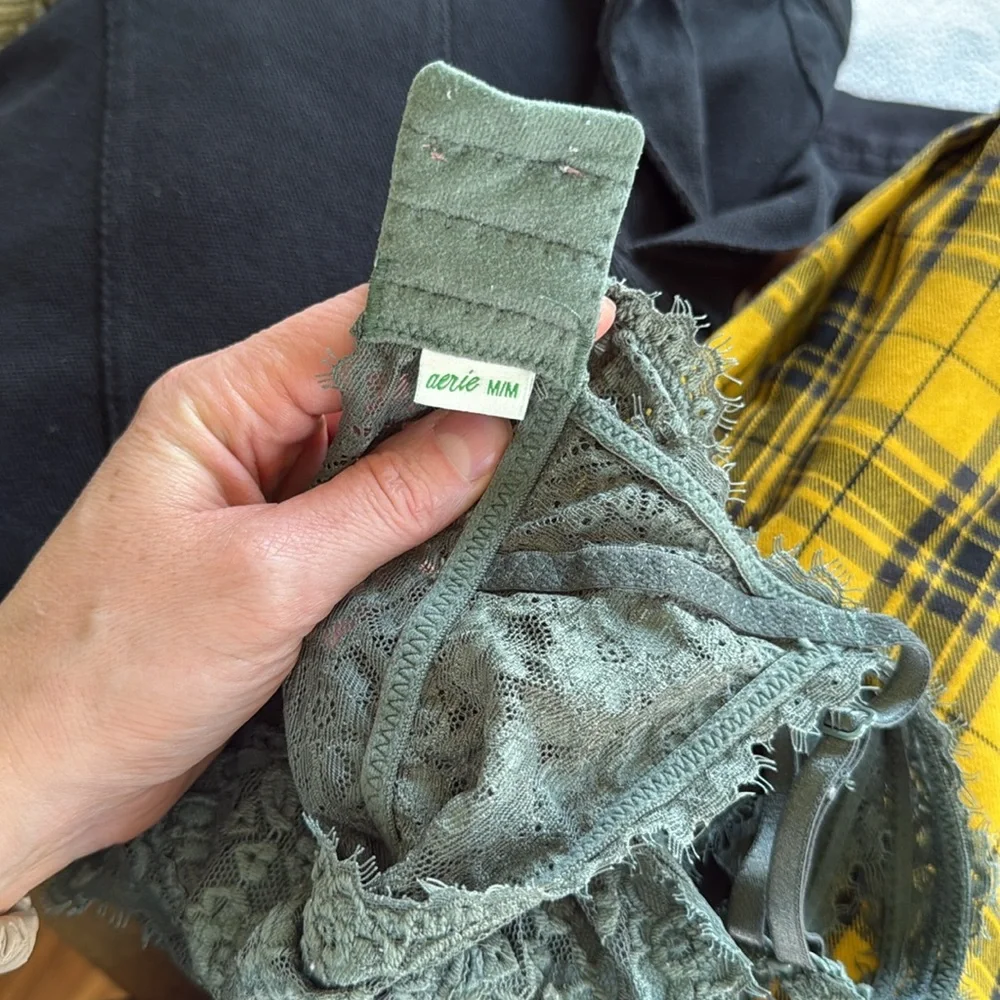 Aerie Green Lace Bralette with Scalloped Trim medium - Picture 6 of 6